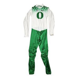 Men’s Nike Oregon Ducks Long Sleeve Full Zip Skinsuit in White/Green - Adult Med